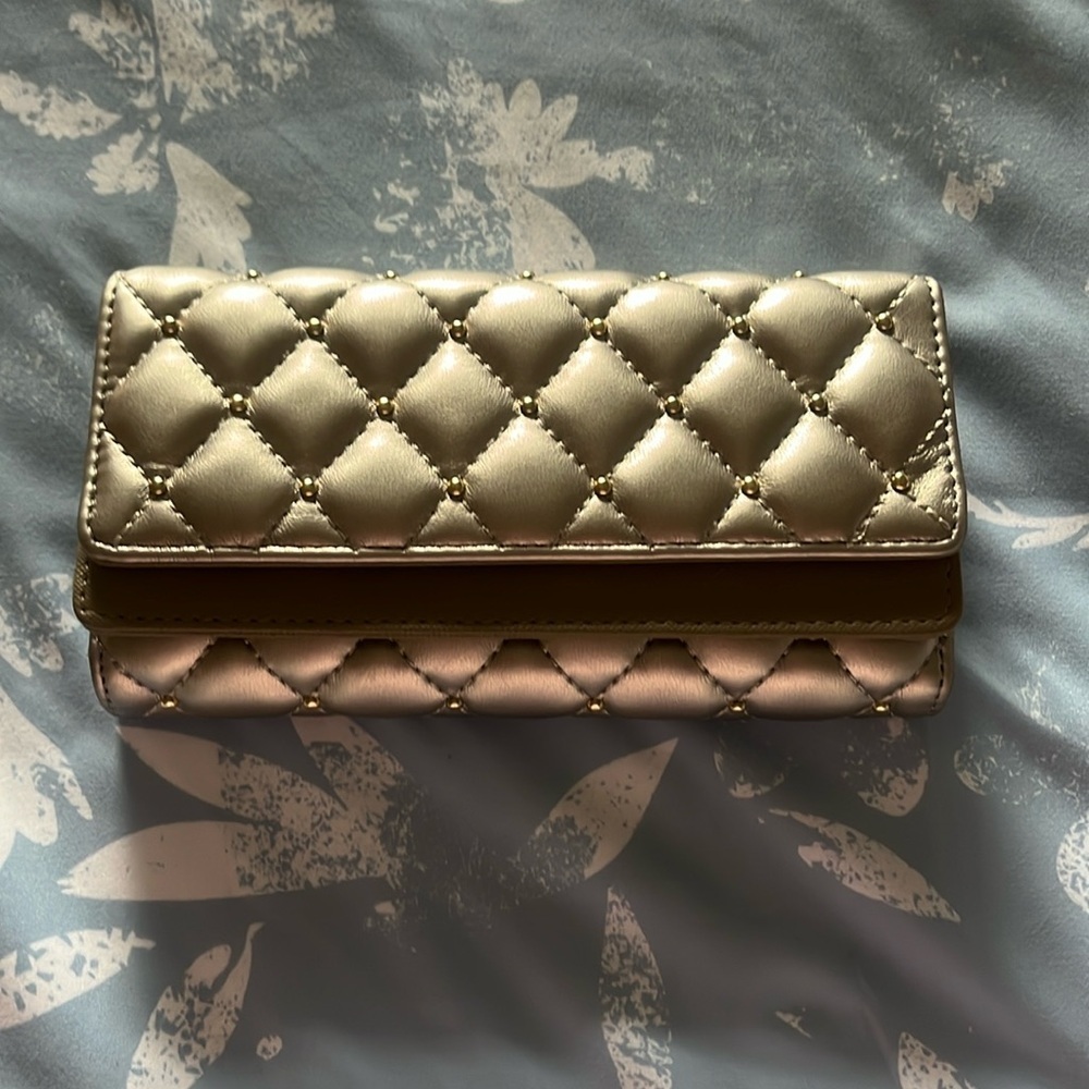 Gold Studded Quilted Long Wallet​​​
